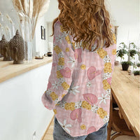 Hawaii Anthurium Tiare Pikake Lei Women Casual Shirt Akala Lauhala Art Pattern LT01 - Polynesian Pride