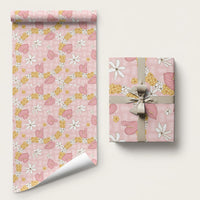 Hawaii Anthurium Tiare Pikake Lei Wrapping Paper Akala Lauhala Art Pattern LT01 58" × 23" Pink - Polynesian Pride