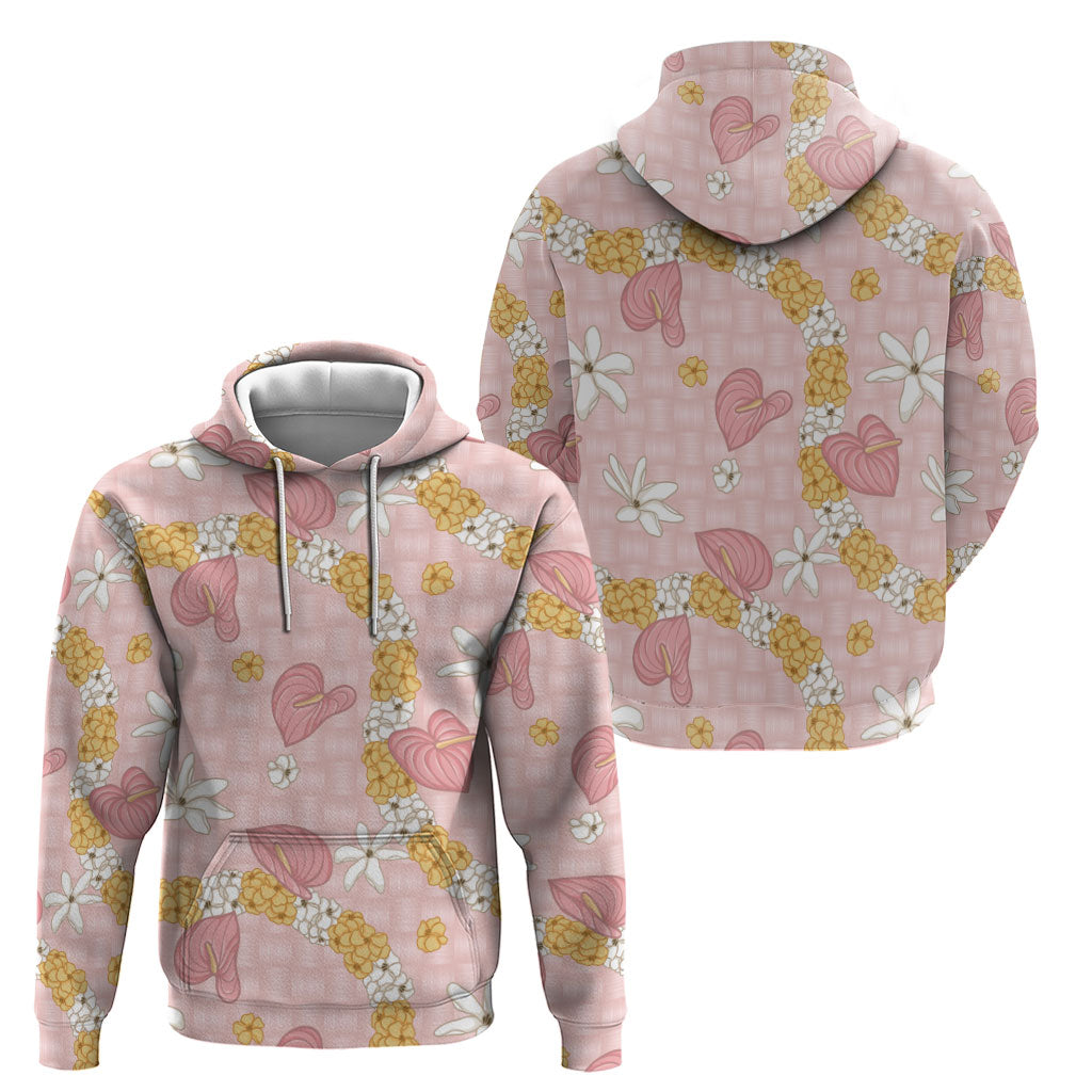 Hawaii Anthurium Tiare Pikake Lei Zip Hoodie Akala Lauhala Art Pattern LT01 - Polynesian Pride