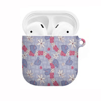 Hawaii Anthurium Tiare Pikake Lei AirPods Case Poni Lauhala Art Pattern LT01 Purple - Polynesian Pride