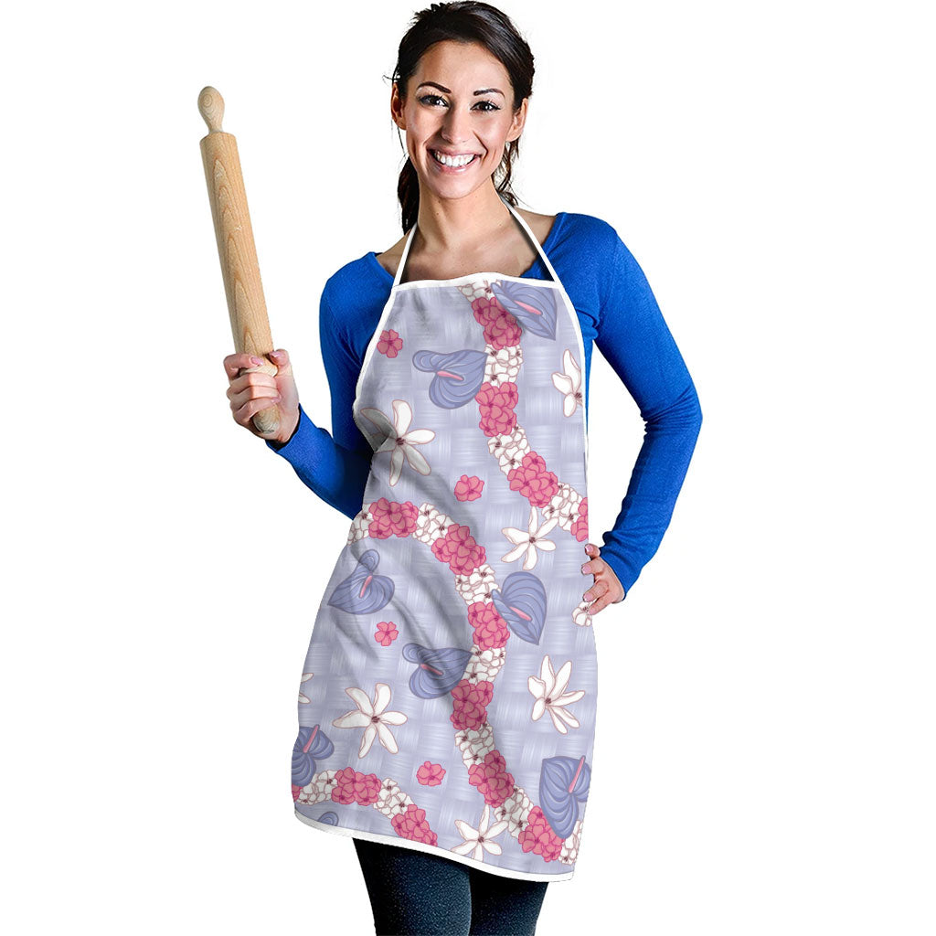 Hawaii Anthurium Tiare Pikake Lei Apron Poni Lauhala Art Pattern LT01 - Polynesian Pride