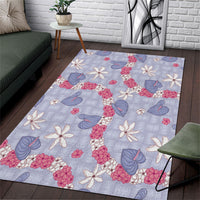 Hawaii Anthurium Tiare Pikake Lei Area Rug Poni Lauhala Art Pattern LT01 Purple - Polynesian Pride
