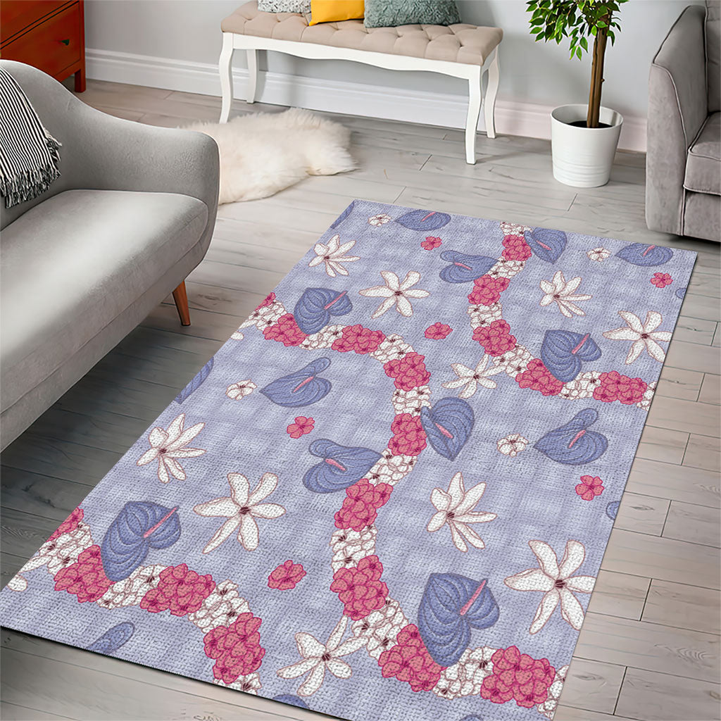Hawaii Anthurium Tiare Pikake Lei Area Rug Poni Lauhala Art Pattern LT01 - Polynesian Pride