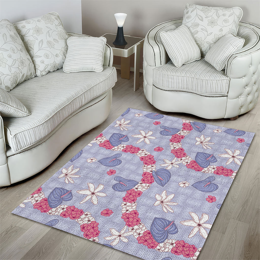 Hawaii Anthurium Tiare Pikake Lei Area Rug Poni Lauhala Art Pattern LT01 - Polynesian Pride
