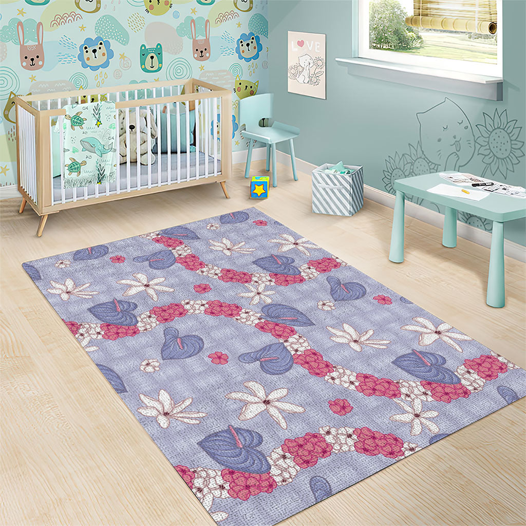 Hawaii Anthurium Tiare Pikake Lei Area Rug Poni Lauhala Art Pattern LT01 - Polynesian Pride