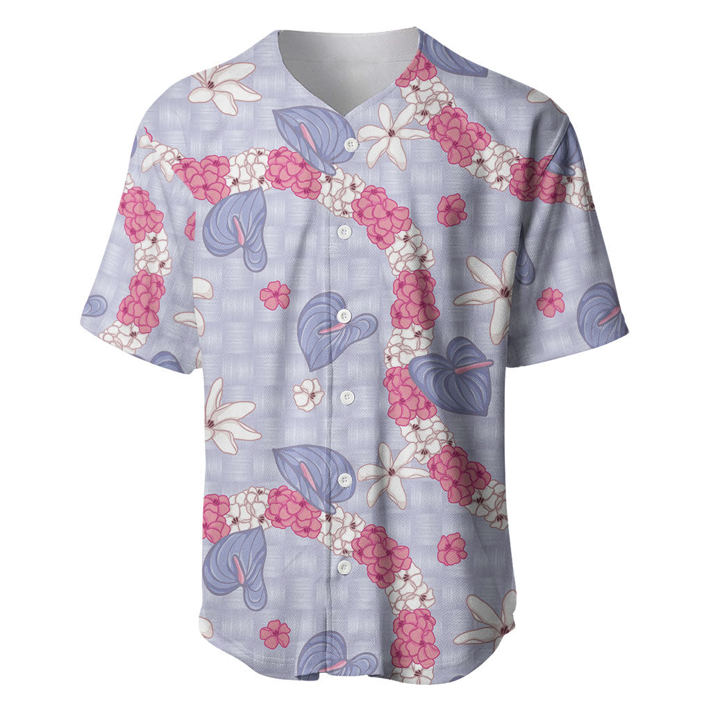Hawaii Anthurium Tiare Pikake Lei Baseball Jersey Poni Lauhala Art Pattern