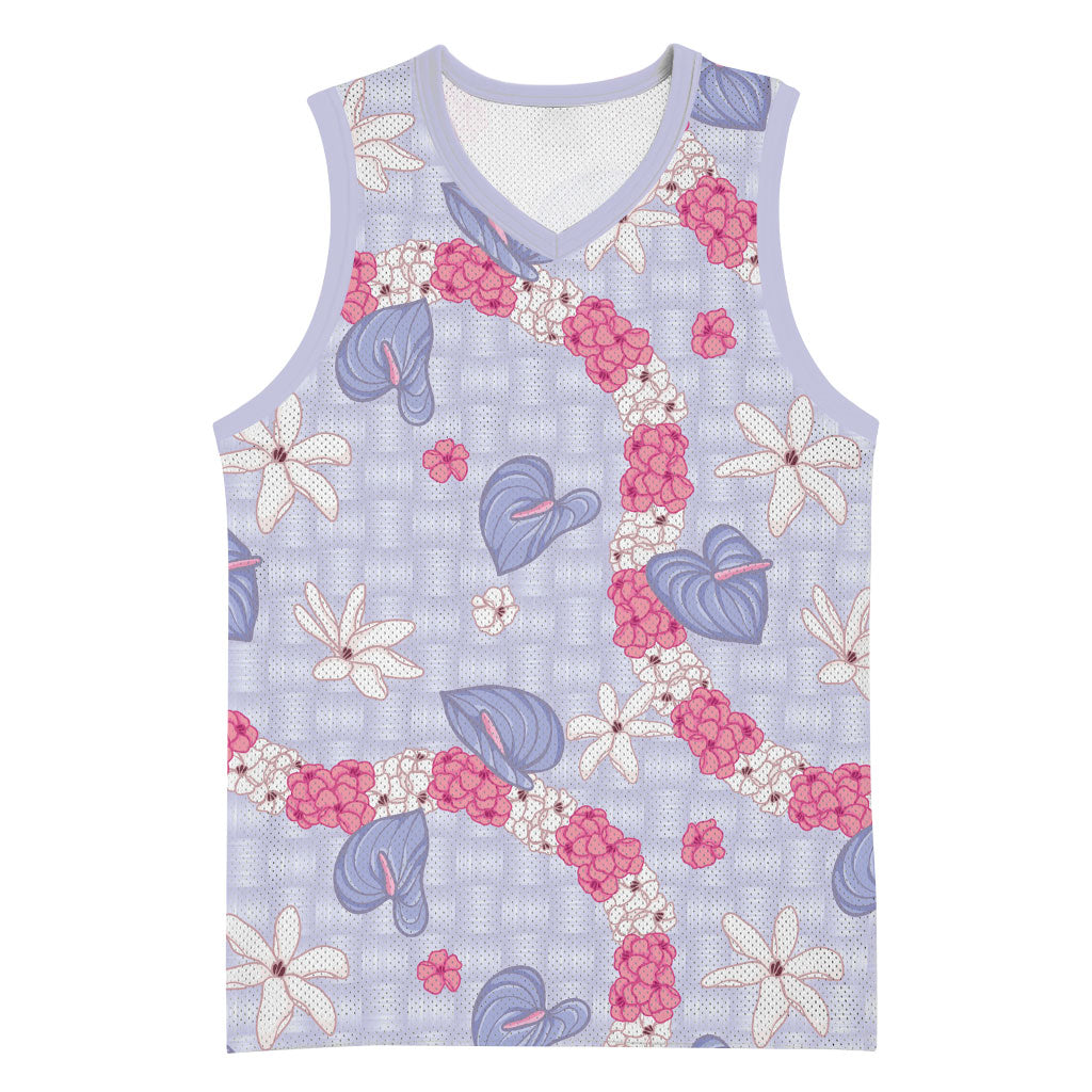 Hawaii Anthurium Tiare Pikake Lei Basketball Jersey Poni Lauhala Art Pattern