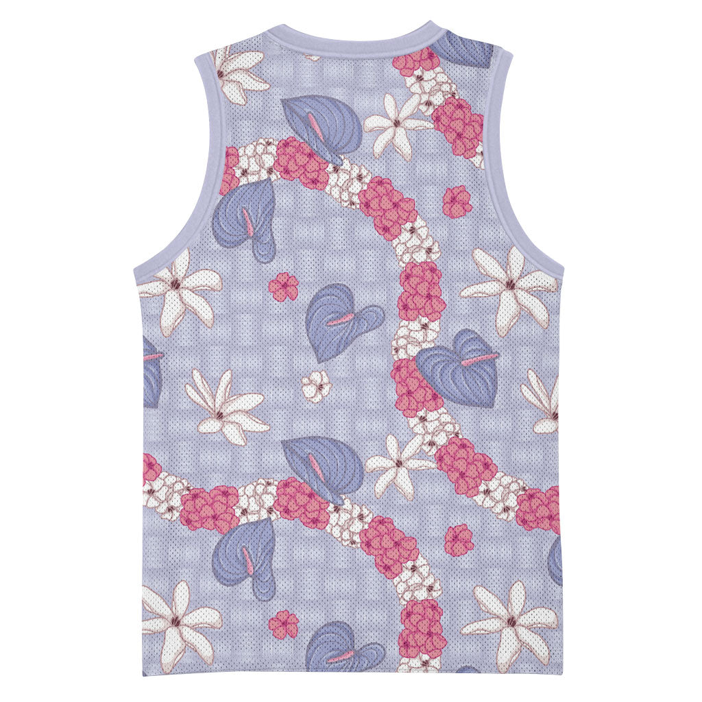 Hawaii Anthurium Tiare Pikake Lei Basketball Jersey Poni Lauhala Art Pattern