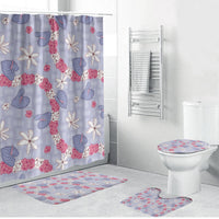 Hawaii Anthurium Tiare Pikake Lei Bathroom Set Poni Lauhala Art Pattern LT01 Bathroom Set (4 pcs) Purple - Polynesian Pride