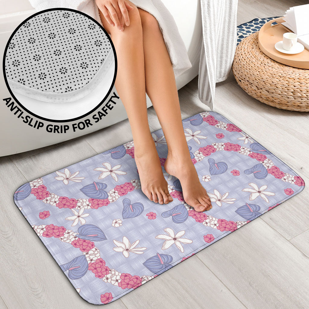 Hawaii Anthurium Tiare Pikake Lei Bathroom Set Poni Lauhala Art Pattern LT01 - Polynesian Pride