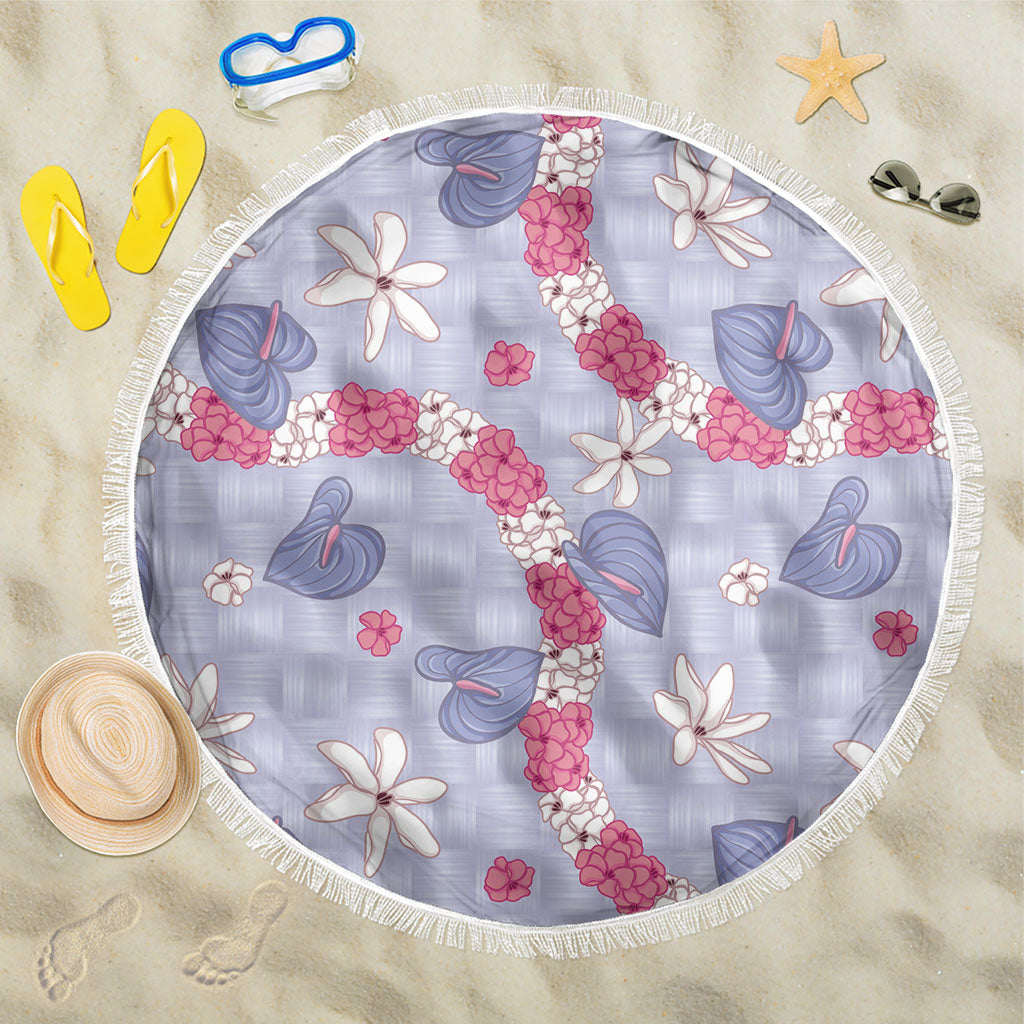 Hawaii Anthurium Tiare Pikake Lei Beach Blanket Poni Lauhala Art Pattern