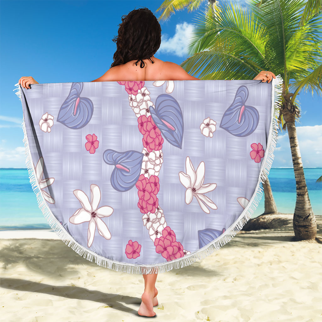 Hawaii Anthurium Tiare Pikake Lei Beach Blanket Poni Lauhala Art Pattern