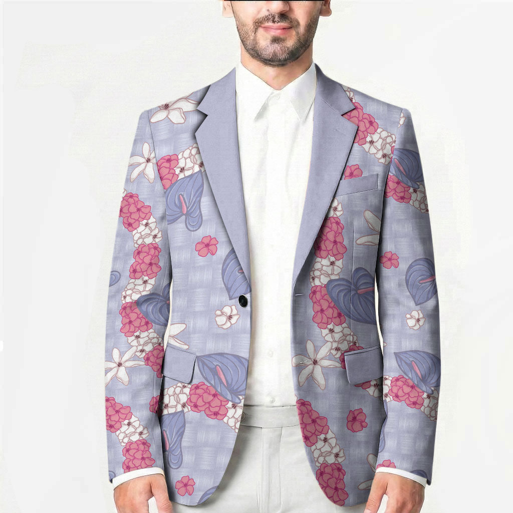 Hawaii Anthurium Tiare Pikake Lei Blazer Poni Lauhala Art Pattern LT01 - Polynesian Pride