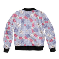 Hawaii Anthurium Tiare Pikake Lei Bomber Jacket Poni Lauhala Art Pattern LT01 - Polynesian Pride
