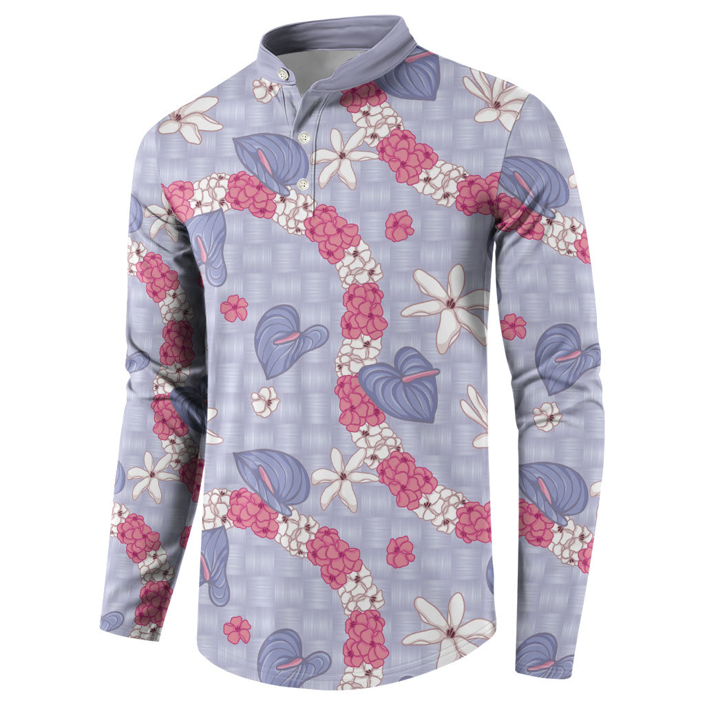Hawaii Anthurium Tiare Pikake Lei Button Sweatshirt Poni Lauhala Art Pattern LT01 - Polynesian Pride