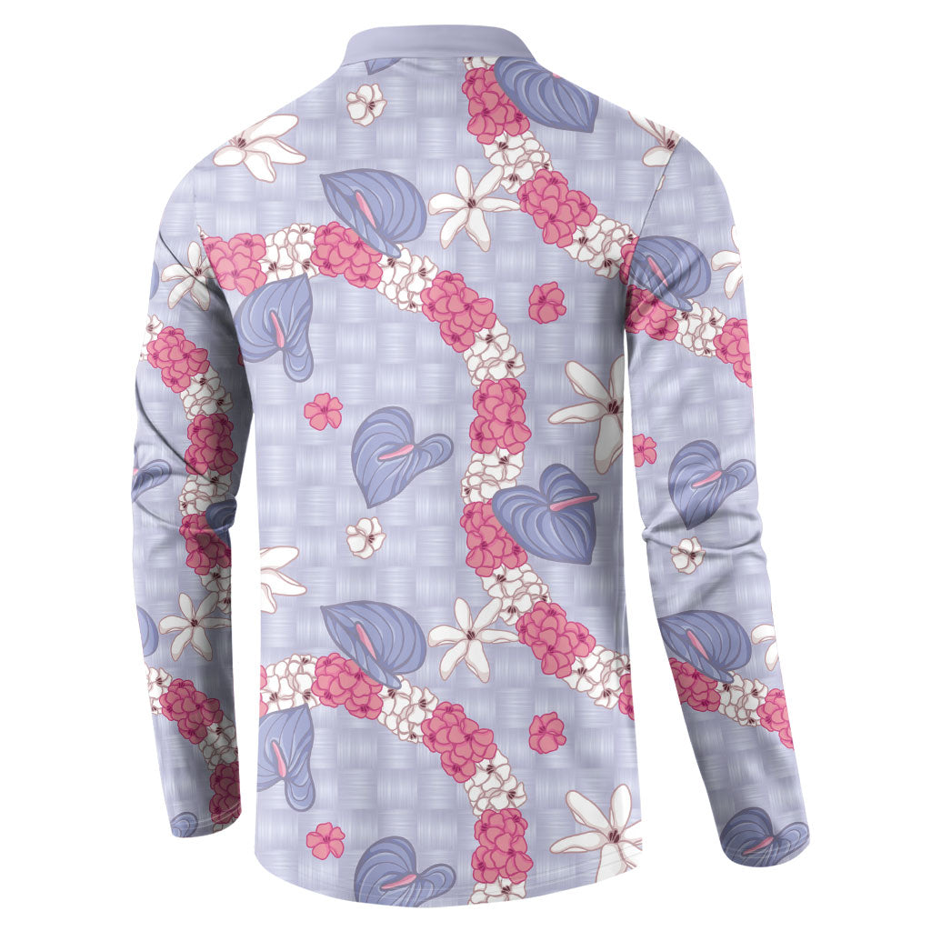 Hawaii Anthurium Tiare Pikake Lei Button Sweatshirt Poni Lauhala Art Pattern LT01 - Polynesian Pride