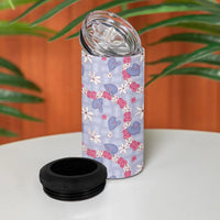 Hawaii Anthurium Tiare Pikake Lei 4 in 1 Can Cooler Tumbler Poni Lauhala Art Pattern