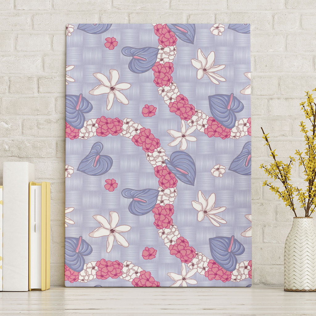 Hawaii Anthurium Tiare Pikake Lei Canvas Wall Art Poni Lauhala Art Pattern LT01 Without Frame Purple - Polynesian Pride