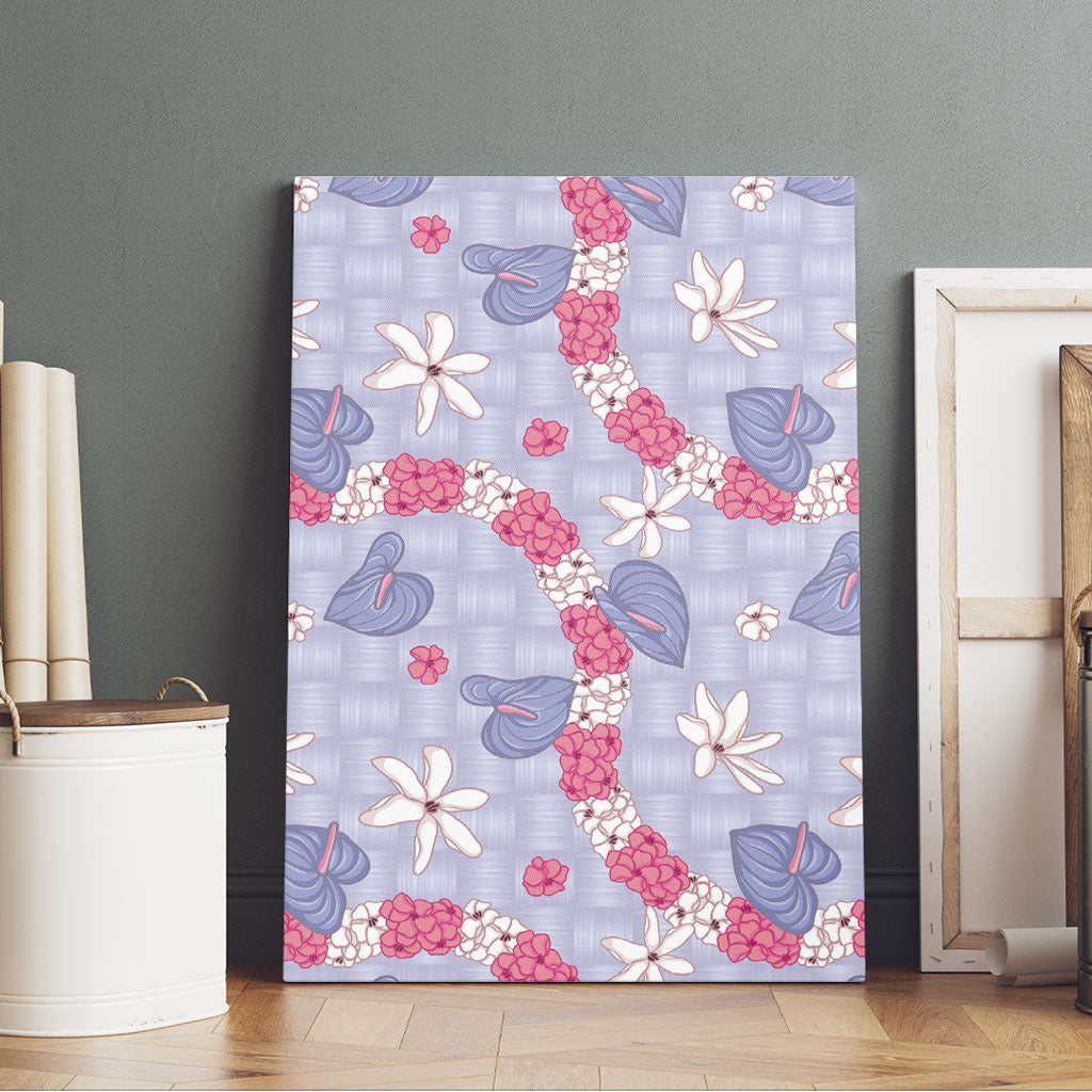 Hawaii Anthurium Tiare Pikake Lei Canvas Wall Art Poni Lauhala Art Pattern LT01 - Polynesian Pride