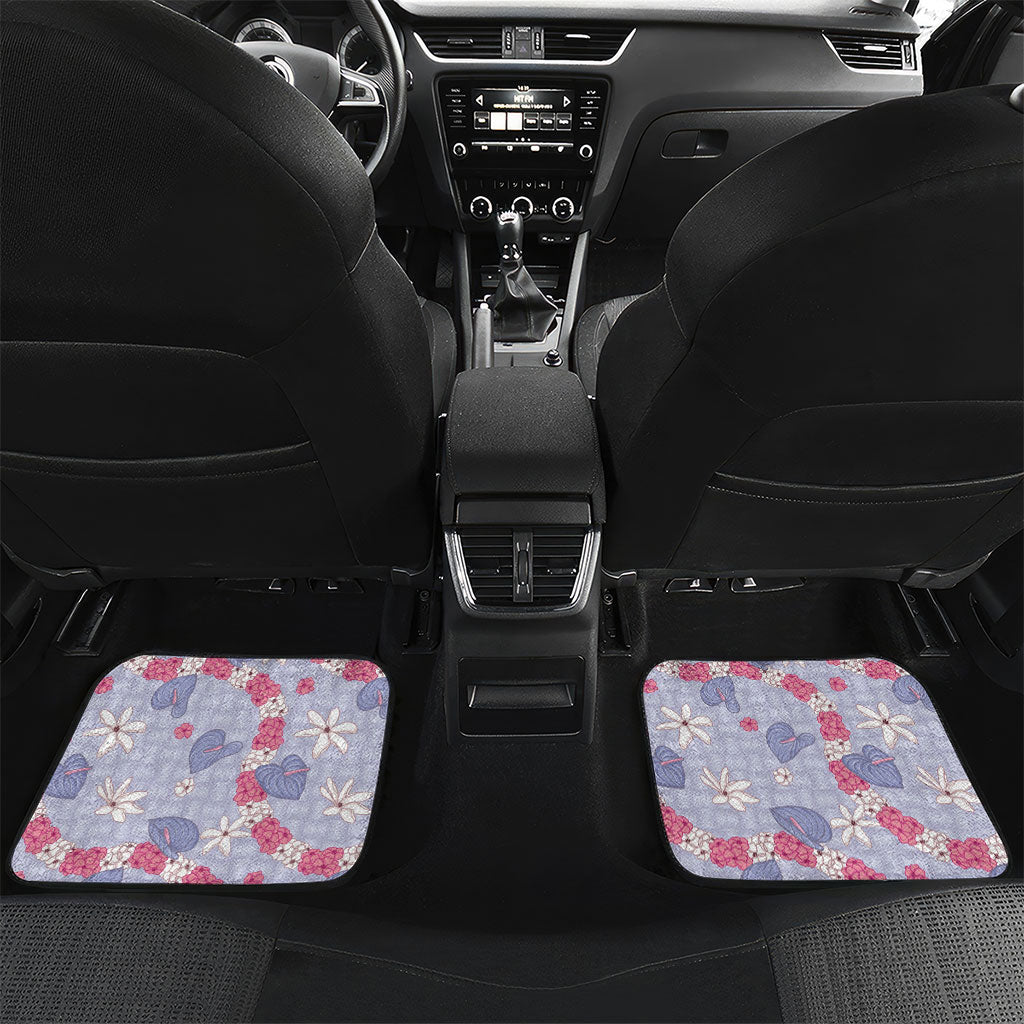 Hawaii Anthurium Tiare Pikake Lei Car Mats Poni Lauhala Art Pattern LT01 Set 2pcs - Back Purple - Polynesian Pride