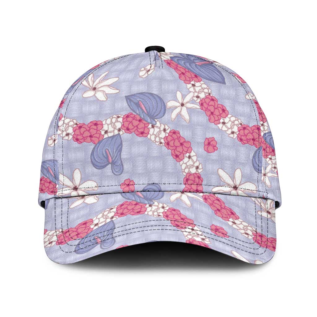 Hawaii Anthurium Tiare Pikake Lei Classic Cap Poni Lauhala Art Pattern LT01 Universal Fit Purple - Polynesian Pride