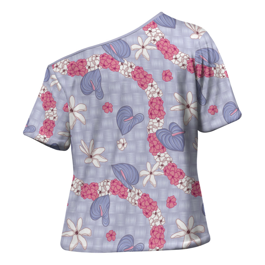 Hawaii Anthurium Tiare Pikake Lei Cross Shoulder Shirt Poni Lauhala Art Pattern LT01 - Polynesian Pride