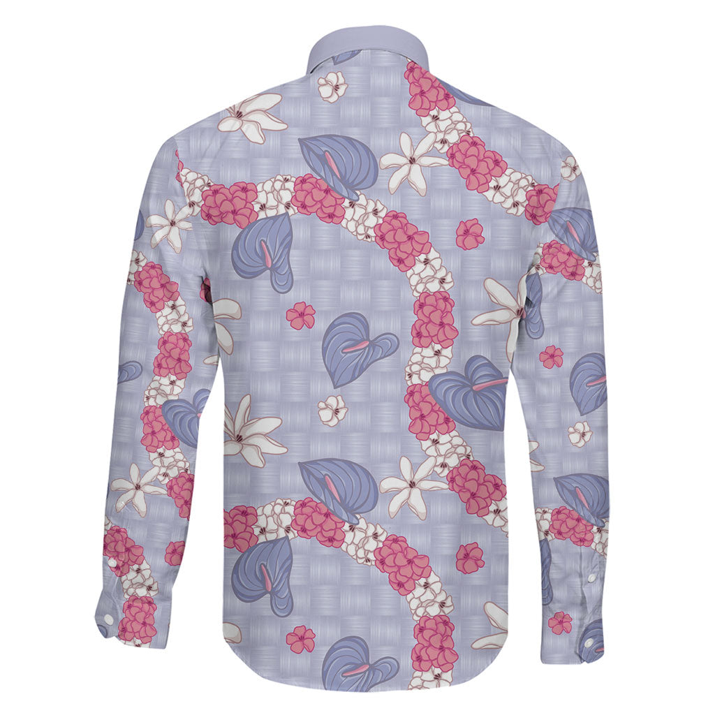 Hawaii Anthurium Tiare Pikake Lei Family Matching Long Sleeve Bodycon Dress and Hawaiian Shirt Poni Lauhala Art Pattern