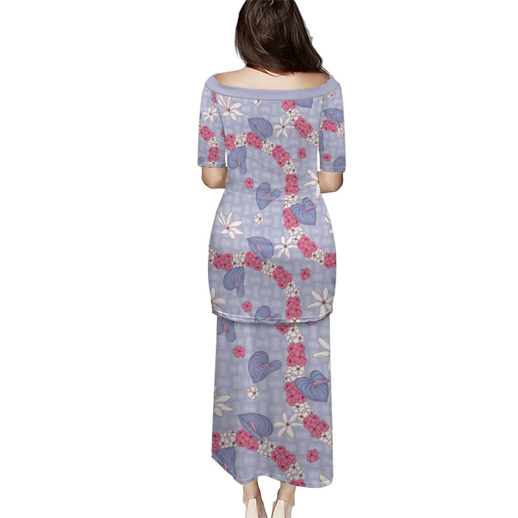 Hawaii Anthurium Tiare Pikake Lei Family Matching Puletasi and Hawaiian Shirt Poni Lauhala Art Pattern