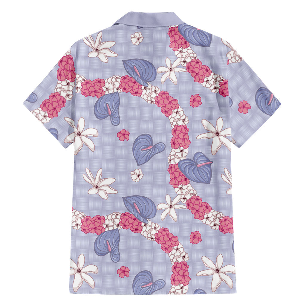 Hawaii Anthurium Tiare Pikake Lei Family Matching Short Sleeve Bodycon Dress and Hawaiian Shirt Poni Lauhala Art Pattern