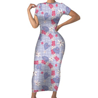 Hawaii Anthurium Tiare Pikake Lei Family Matching Short Sleeve Bodycon Dress and Hawaiian Shirt Poni Lauhala Art Pattern
