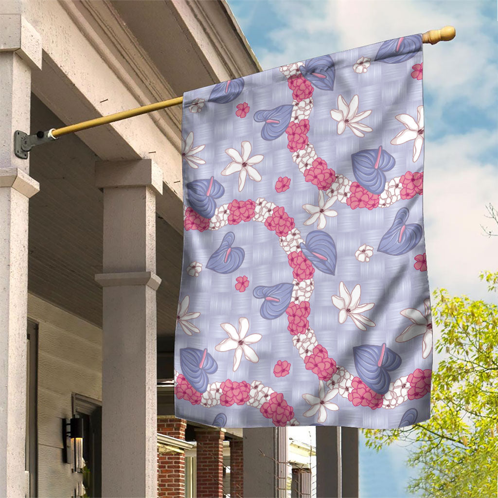 Hawaii Anthurium Tiare Pikake Lei Garden Flag Poni Lauhala Art Pattern LT01 House Flag Purple - Polynesian Pride