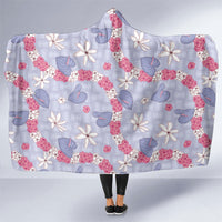 Hawaii Anthurium Tiare Pikake Lei Hooded Blanket Poni Lauhala Art Pattern LT01 One Size Purple - Polynesian Pride