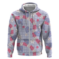 Hawaii Anthurium Tiare Pikake Lei Hoodie Poni Lauhala Art Pattern LT01 Zip Hoodie Purple - Polynesian Pride