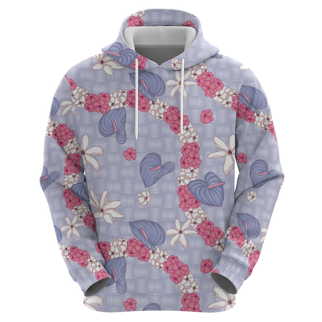 Hawaii Anthurium Tiare Pikake Lei Hoodie Poni Lauhala Art Pattern LT01 - Polynesian Pride