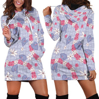 Hawaii Anthurium Tiare Pikake Lei Hoodie Dress Poni Lauhala Art Pattern LT01 - Polynesian Pride