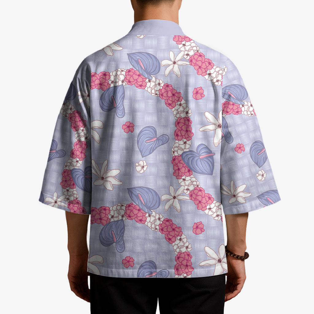 Hawaii Anthurium Tiare Pikake Lei Kimono Poni Lauhala Art Pattern LT01 - Polynesian Pride