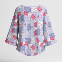 Hawaii Anthurium Tiare Pikake Lei Kimono Sleeve Blouse Poni Lauhala Art Pattern LT01 - Polynesian Pride