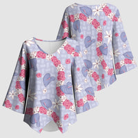 Hawaii Anthurium Tiare Pikake Lei Kimono Sleeve Blouse Poni Lauhala Art Pattern LT01 - Polynesian Pride