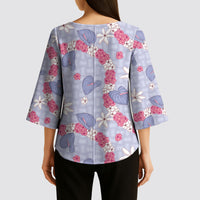 Hawaii Anthurium Tiare Pikake Lei Kimono Sleeve Blouse Poni Lauhala Art Pattern LT01 - Polynesian Pride