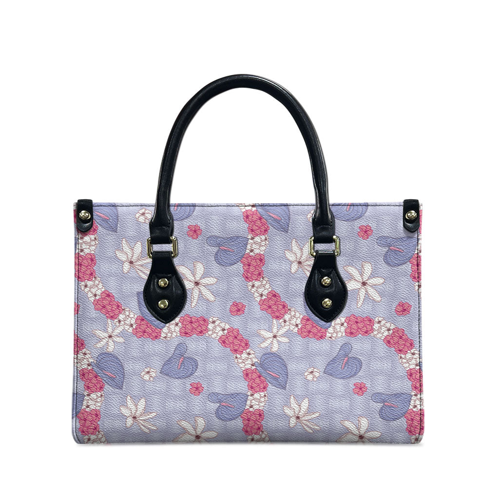 Hawaii Anthurium Tiare Pikake Lei Leather Bag Poni Lauhala Art Pattern LT01 - Polynesian Pride