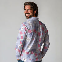 Hawaii Anthurium Tiare Pikake Lei Long Sleeve Polo Shirt Poni Lauhala Art Pattern LT01 - Polynesian Pride