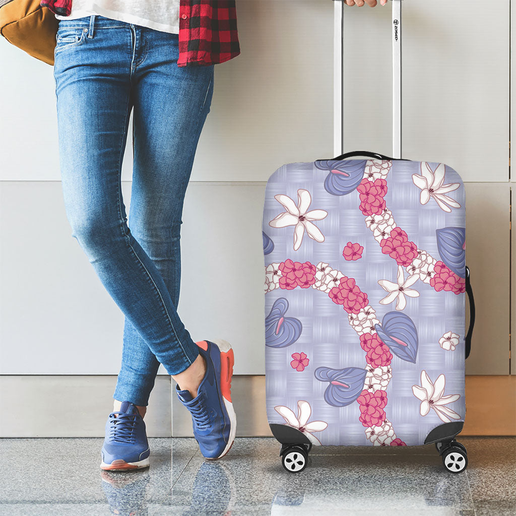 Hawaii Anthurium Tiare Pikake Lei Luggage Cover Poni Lauhala Art Pattern LT01 - Polynesian Pride