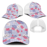 Hawaii Anthurium Tiare Pikake Lei Mesh Trucker Cap Poni Lauhala Art Pattern