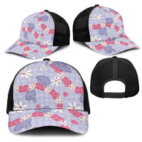 Hawaii Anthurium Tiare Pikake Lei Mesh Trucker Cap Poni Lauhala Art Pattern
