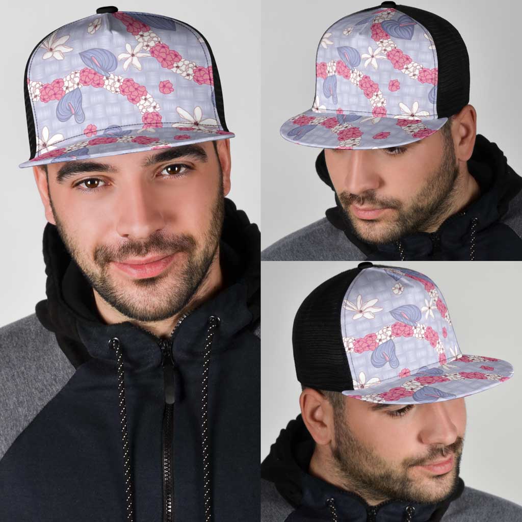 Hawaii Anthurium Tiare Pikake Lei Mesh Trucker Cap Poni Lauhala Art Pattern