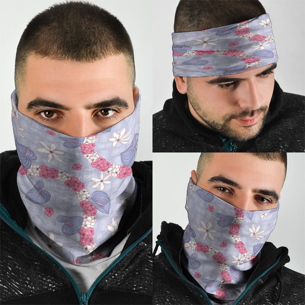 Hawaii Anthurium Tiare Pikake Lei Neck Gaiter Poni Lauhala Art Pattern LT01 - Polynesian Pride