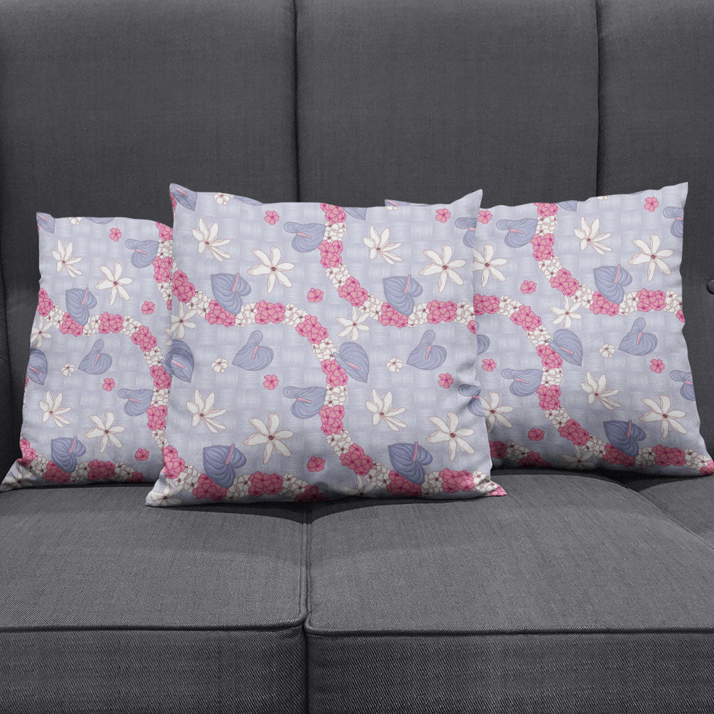 Hawaii Anthurium Tiare Pikake Lei Pillow Cover Poni Lauhala Art Pattern LT01 - Polynesian Pride