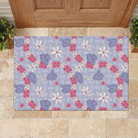 Hawaii Anthurium Tiare Pikake Lei Rubber Doormat Poni Lauhala Art Pattern