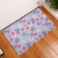 Hawaii Anthurium Tiare Pikake Lei Rubber Doormat Poni Lauhala Art Pattern