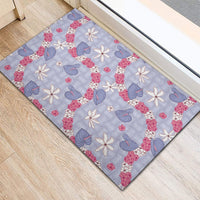 Hawaii Anthurium Tiare Pikake Lei Rubber Doormat Poni Lauhala Art Pattern